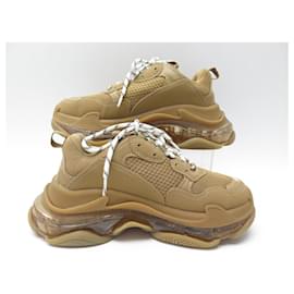 Balenciaga-NINE BALENCIAGA TRIPLE S SHOES 544351 SNEAKERS 39 BROWN CANVAS-Brown