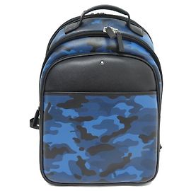 NINE MONTBLANC SMALL CAMOUFLAGE BLUE BACKPACK BAG 118670 Blue