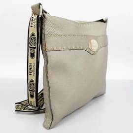 Fendi-Fendi Shoulder Bag Selleria Leather in Gray-Brown