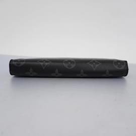 Louis Vuitton-Louis Vuitton Long Wallet Monogram Eclipse Portefeuille Brazza-Brown,Black