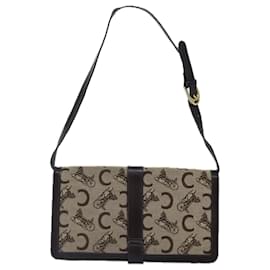 Céline-CELINE C Saluki Shoulder Bag Canvas Beige Auth 88426-Beige