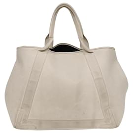 Balenciaga-BALENCIAGA Navy Cabas Hand Bag Leather White Silver 339936 Auth bs17140-Silvery,White