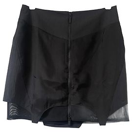 Mcq Striae panelled skirt Black