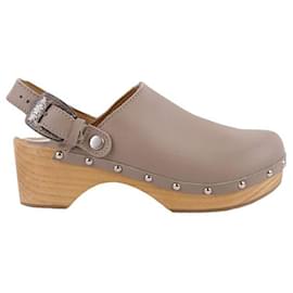 Maje Leather clogs Beige