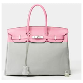 Hermès-Sac HERMES Birkin 35 en Cuir Rose - 102110-Rose