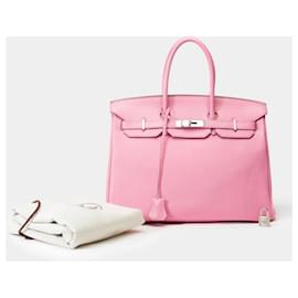 Hermès-Sac HERMES Birkin 35 en Cuir Rose - 102110-Rose