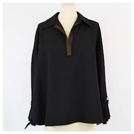Hermès-Hermes Black V Neck Shirt-Black