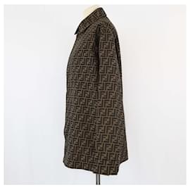 Fendi-Fendi Tobacco FF Jacquard Blouson Jacket-Other