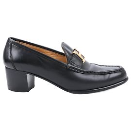 Hermès HERMES Constance schwarze Lederloafer in Größe 37,5 Schwarz
