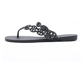 Hermès HERMES Island Rubber Sandals Black Chaîne d'Ancre in Size 38 Black