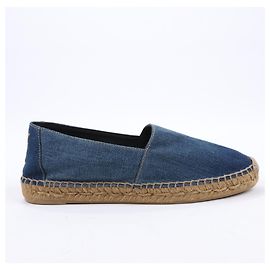 Saint Laurent Paris Denim Navy Blue Espadrille Flats Size 40 Unisex Blue