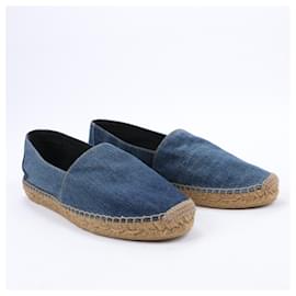 Saint Laurent-Saint Laurent Paris Denim Navy Blue Espadrille Flats Size 40 Unisex-Blue
