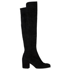 Bota alta Stuart Weitzman Eloise 75 em camurça preta Preto