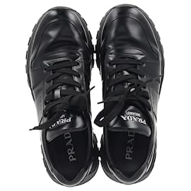 Prada- Prada Prax 01 Lace-Up Low-Top Sneakers in Black Calfskin Leather-Black