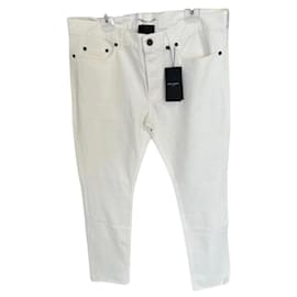 Vaqueros Saint Laurent de algodón blanco Blanco