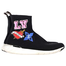 Baskets à chaussettes Louis Vuitton LV Heart Patches en polyester noir Noir
