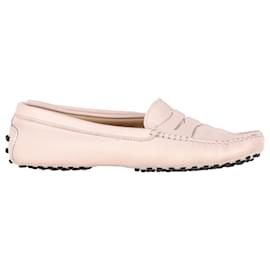 Tod's-Tod's Gommino Driving Loafers in Pink Leather-Pink