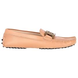 Tod's- Tod's Kate Gommino Driving Loafers in Pink Leather-Pink