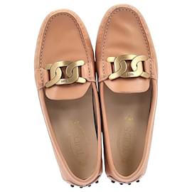 Tod's- Tod's Kate Gommino Driving Loafers in Pink Leather-Pink