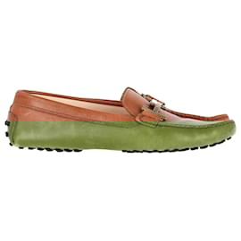 Tod's- Tod's Gommino Double T Driving Loafers in Brown Leather-Brown