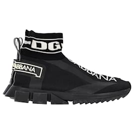 Dolce & Gabbana- Dolce & Gabbana Sorrento High Top Sneakers in Black Polyamide-Black