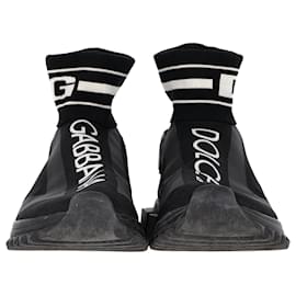 Dolce & Gabbana- Dolce & Gabbana Sorrento High Top Sneakers in Black Polyamide-Black