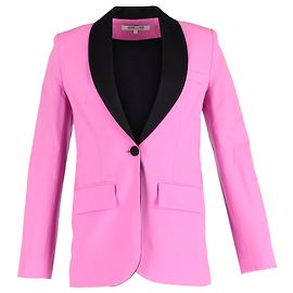 Blazer deux tons en laine rose Tommy à simple boutonnage de Diane Von Furstenberg Rose