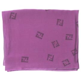 Fendi Cachecol de seda roxa com logo Roxo