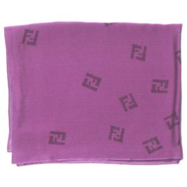 Fendi Sciarpa in seta viola con logo Porpora