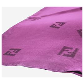 Fendi-Purple silk logo scarf-Purple