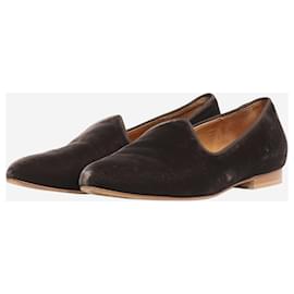Autre Marque-Taupe velvet flat shoes-Brown