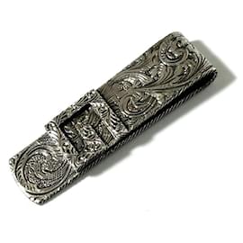 Gucci-GUCCI Men's Money Clip Bill Arabesque Silver 925-Silvery