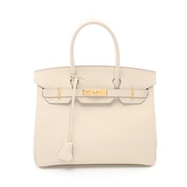 Hermès-Hermes Birkin 30 Crepe Handbag-White