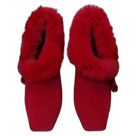 Botas Sergio Rossi de couro e pele vermelha Vermelho