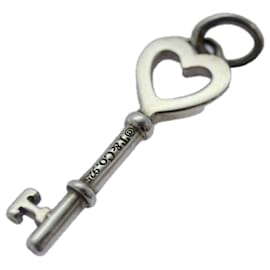 Autre Marque-TIFFANY&Co. Heart key Necklace Charm Ag925 Silver Auth kk313-Silvery