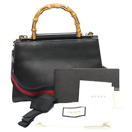 Gucci Bamboo Leather Handbag Black