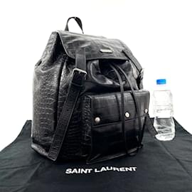 Yves Saint Laurent-Yves Saint Laurent Black Leather Backpack-Black