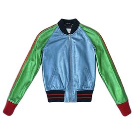 Giacca bomber Gucci in pelle metallizzata Multicolore Metallico