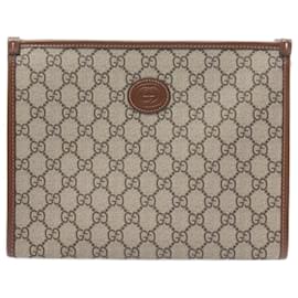 Gucci-Gucci Interlocking G GG Supreme Clutch Bag-Brown,Beige