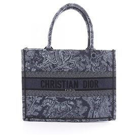 Borsa BO TOTE Book Tote Medium Ricamata Christian Dior Blu Blu navy
