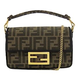 Fendi-Fendi Zucca Pattern Shoulder Bag-Brown