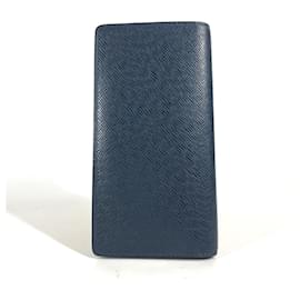 Louis Vuitton-Louis Vuitton Taiga Portefeuille Brazza Long Wallet-Navy blue