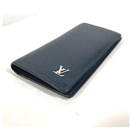 Louis Vuitton-Louis Vuitton Taiga Portefeuille Brazza Long Wallet-Navy blue