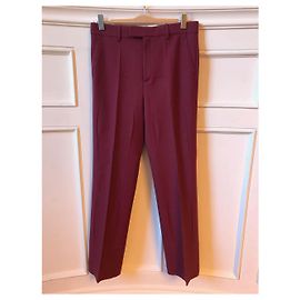 Pantalones GUCCI T.IT 42 Lana Burdeos