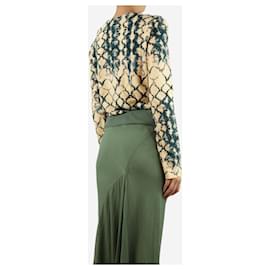 Ulla Johnson-Dark green and beige long-sleeved tie-dye print t-shirt - size M-Green