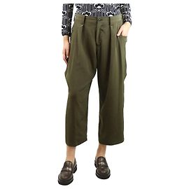 Y'S Pantalons baggy en satin vert olive - taille S Vert