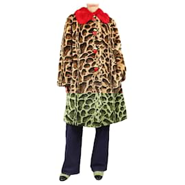 Dolce & Gabbana-Animal print contrast-collar leopard-print coat - size UK 10-Other