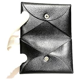 Hermès-Hermes Calvi Black Leather Coin Purse-Black