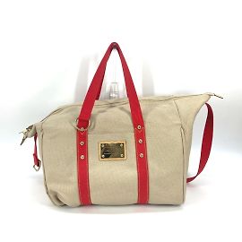 Bolsa de Ombro Weekend Antiagua Louis Vuitton Vermelho Bege