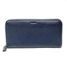 Prada-Prada Saffiano Long Wallet-Navy blue